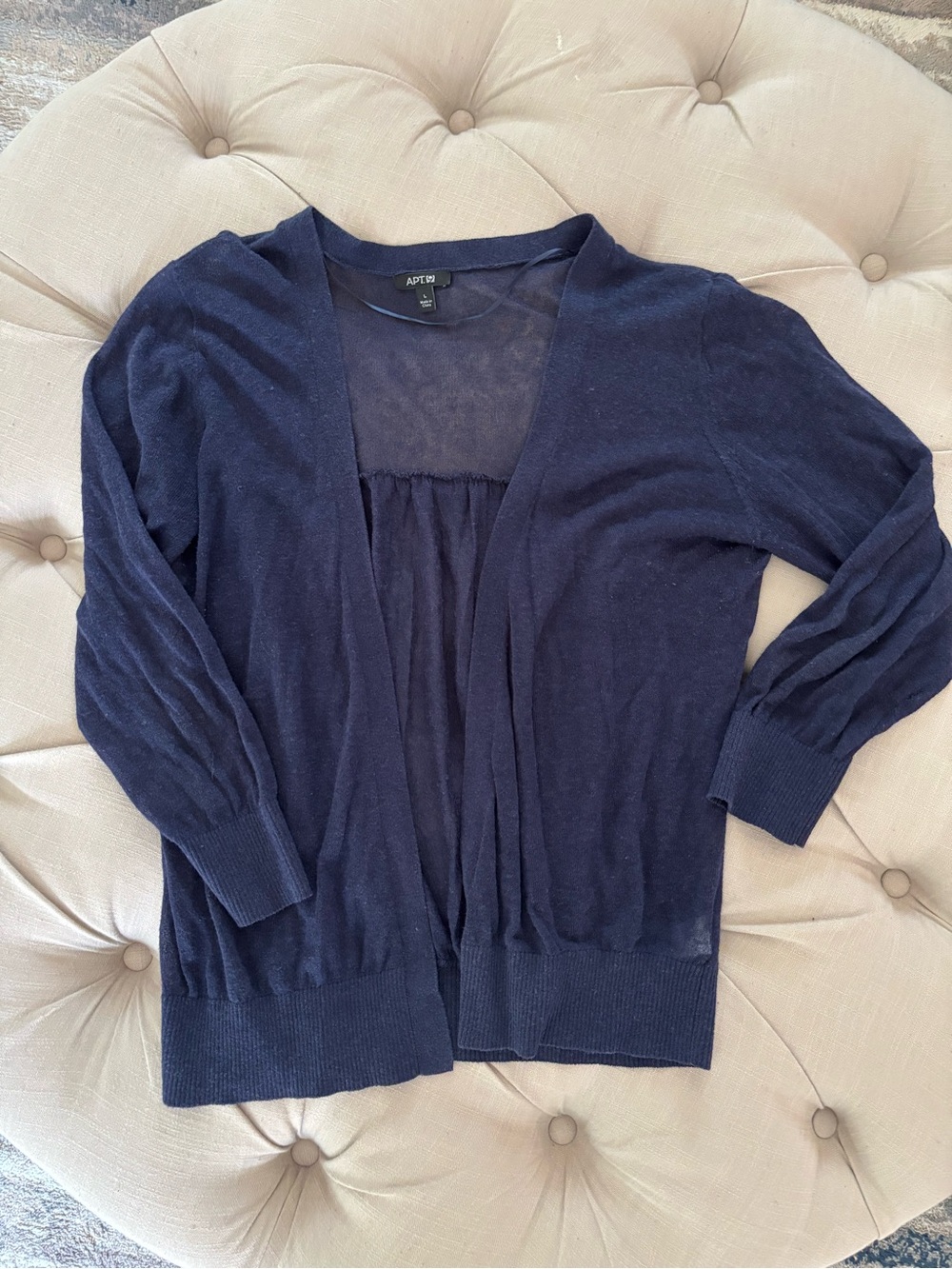Apt. 9 Dark Navy 3/4 Sleeve Open-Front Lightweight Cardigan